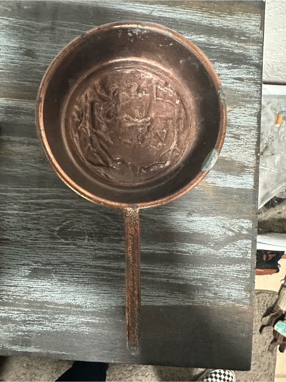 Decorative Copper-Tone Saucepan with Long Handle - Brown